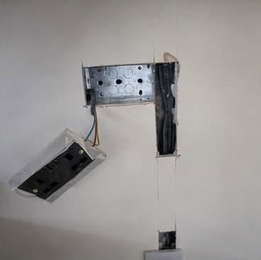 Socket off with open back box and cable chase